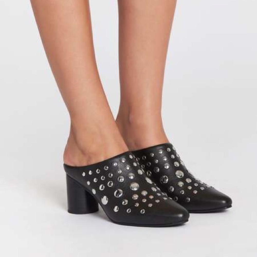 Sol Sana | Wednesday Black Leather Studded Mules Size EU 40